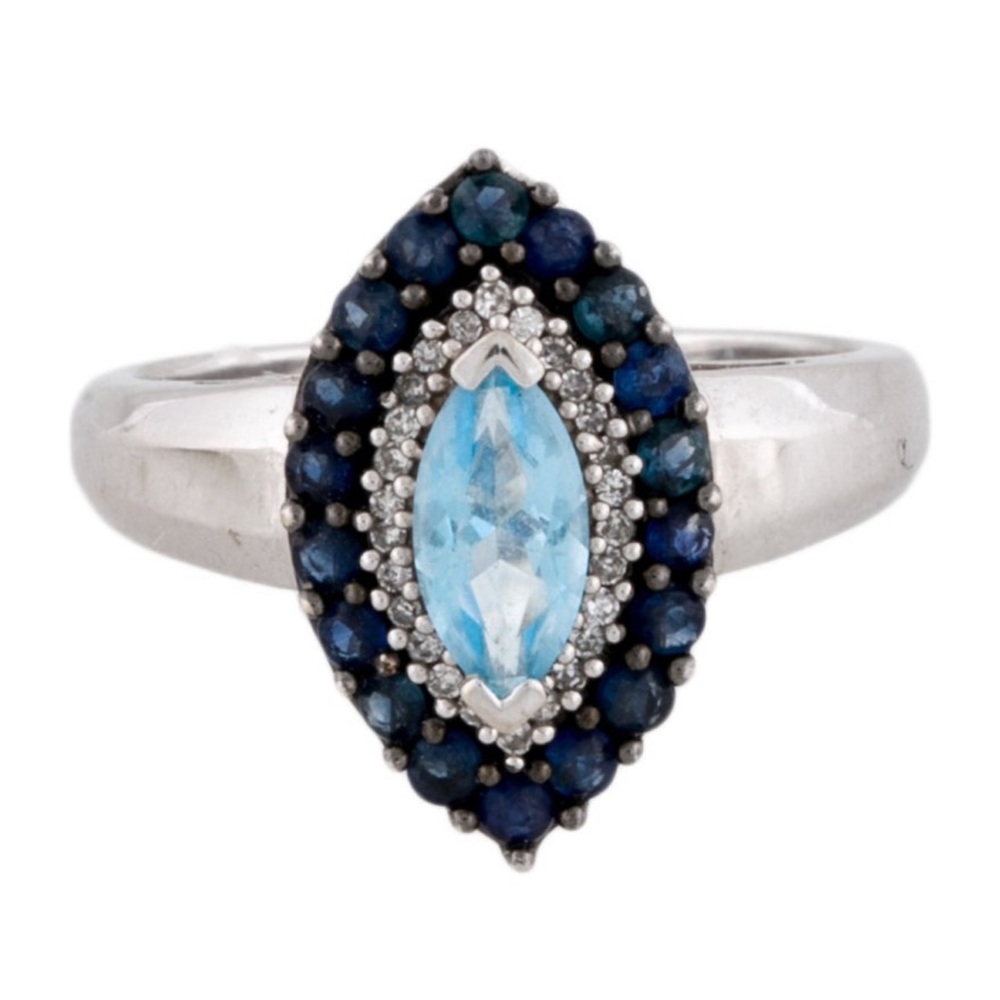 14K Topaz, Sapphire & Diamond Ring Size 7